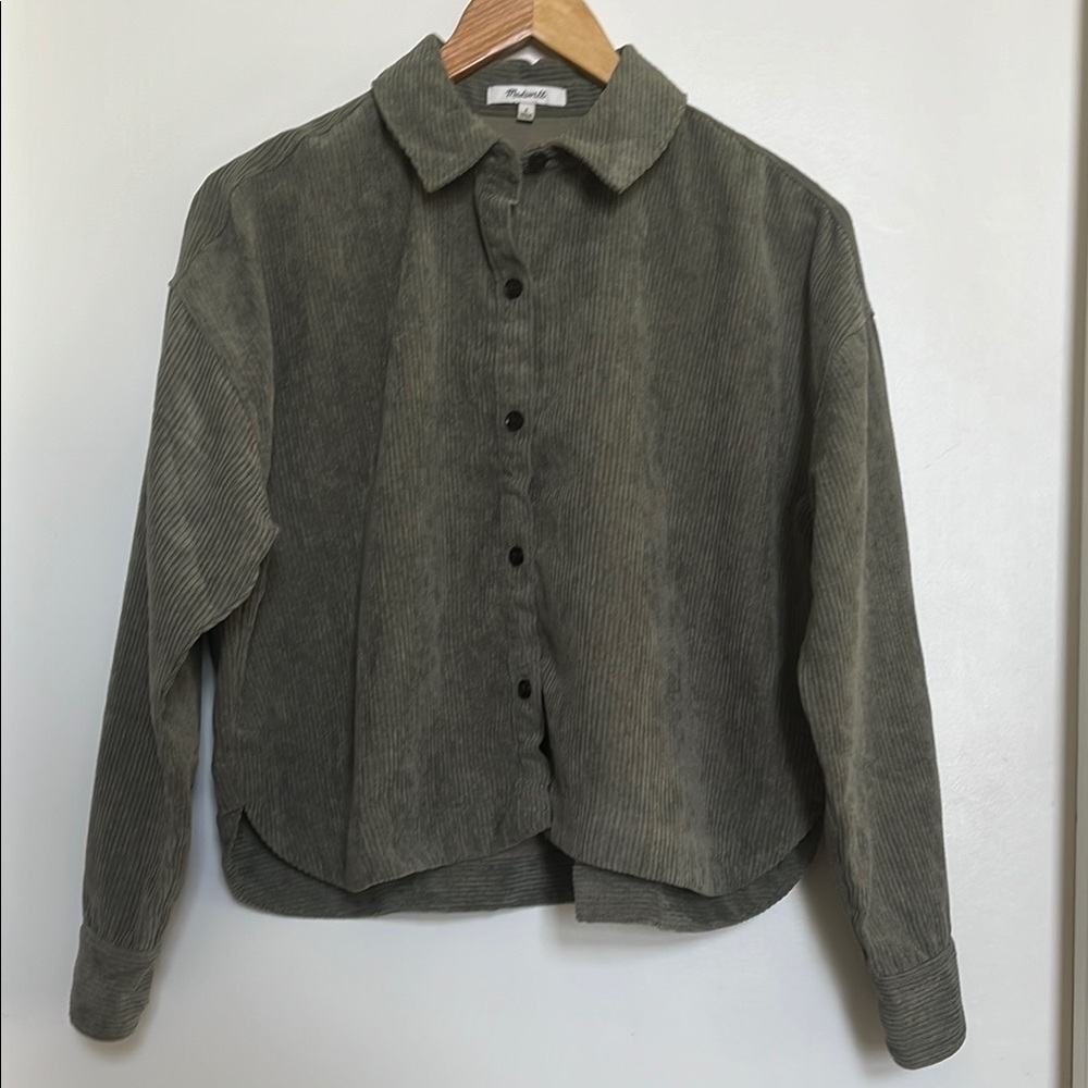 Madewell Olive Green Corduroy Button-Up Shirt